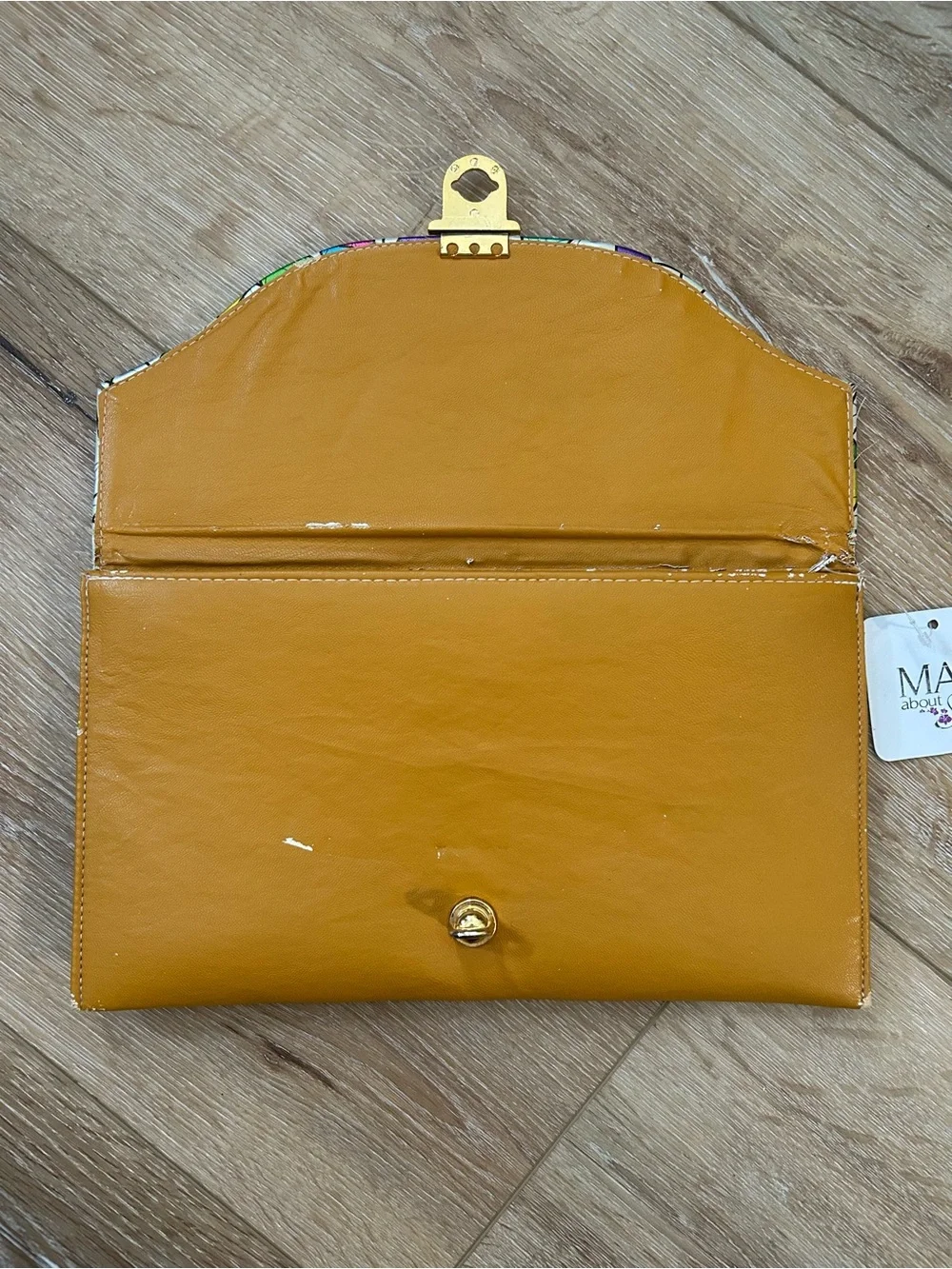 Multicolor Geometric Foldover Clutch - Mustard Accent